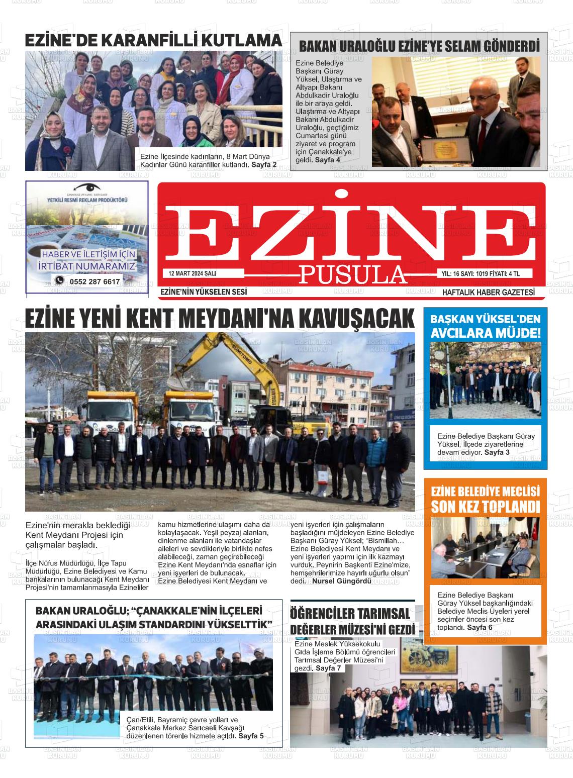 12 Mart 2024 Ezine Pusula Gazete Manşeti