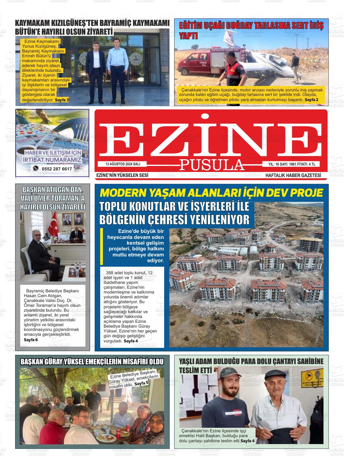 13 Ağustos 2024 Ezine Pusula Gazete Manşeti