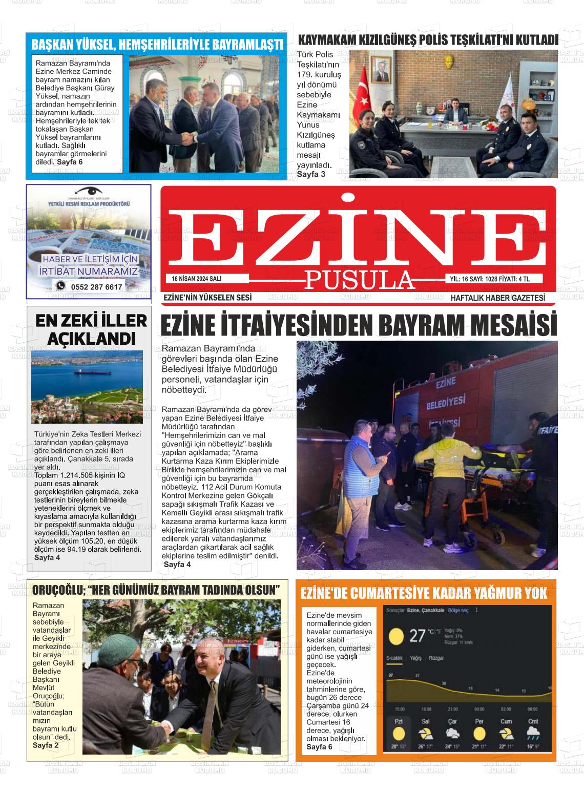 17 Nisan 2024 Ezine Pusula Gazete Manşeti