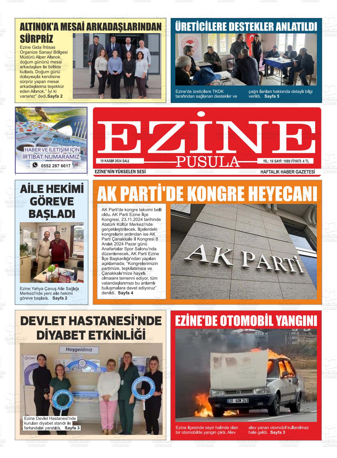 19 Kasım 2024 Ezine Pusula Gazete Manşeti