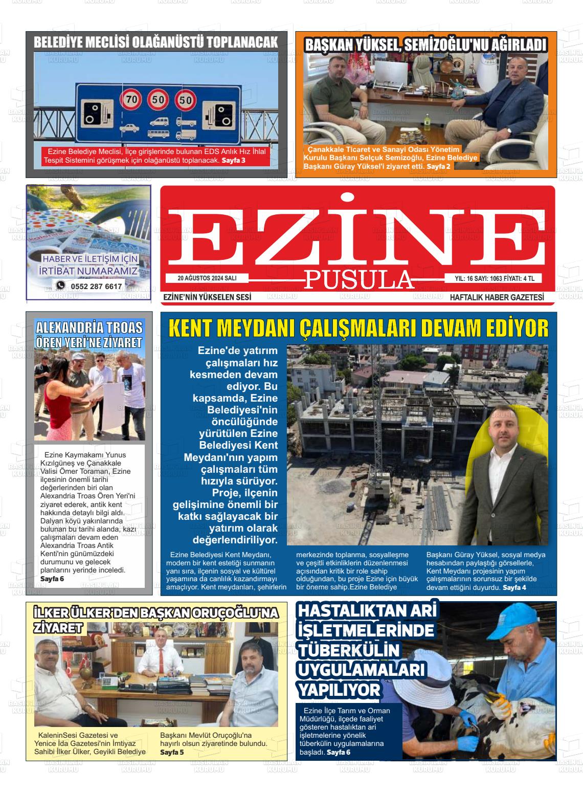 20 Ağustos 2024 Ezine Pusula Gazete Manşeti