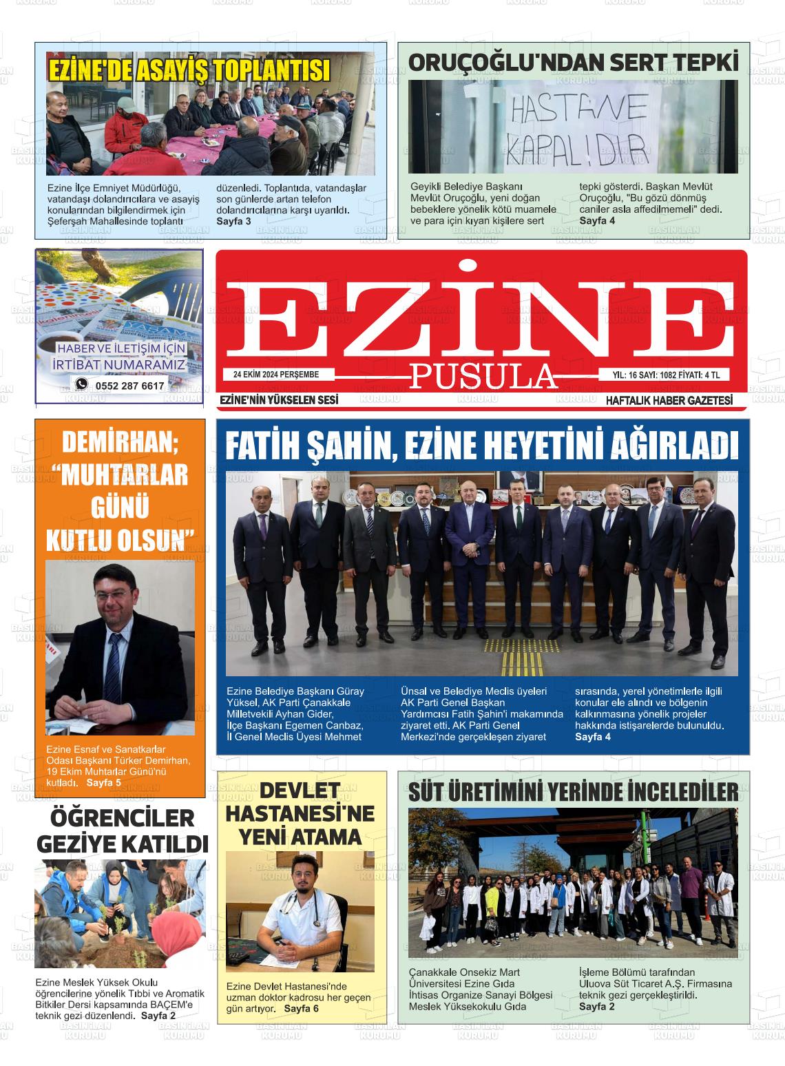 24 Ekim 2024 Ezine Pusula Gazete Manşeti