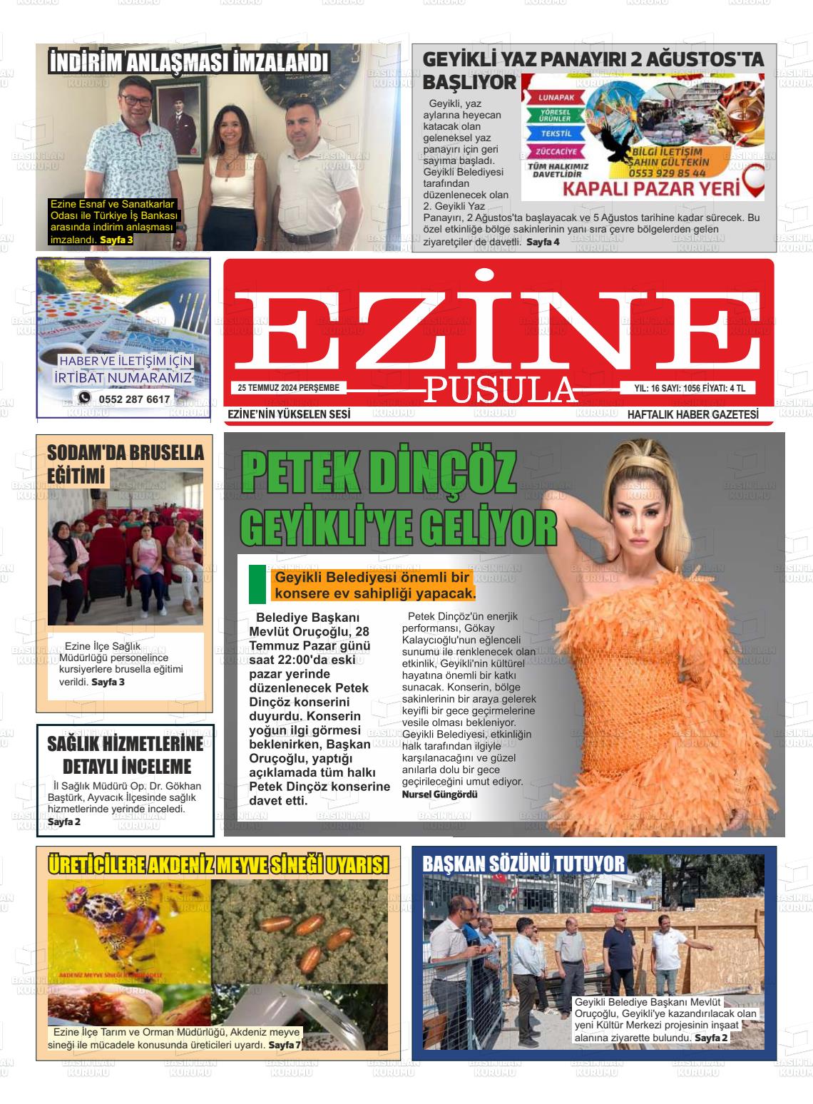 25 Temmuz 2024 Ezine Pusula Gazete Manşeti