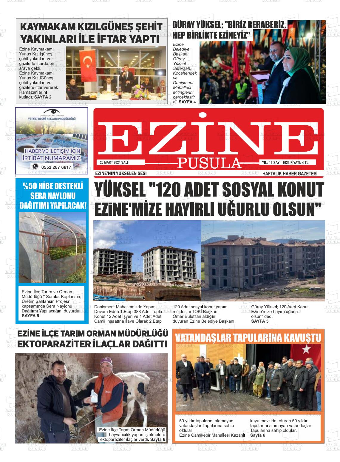 26 Mart 2024 Ezine Pusula Gazete Manşeti