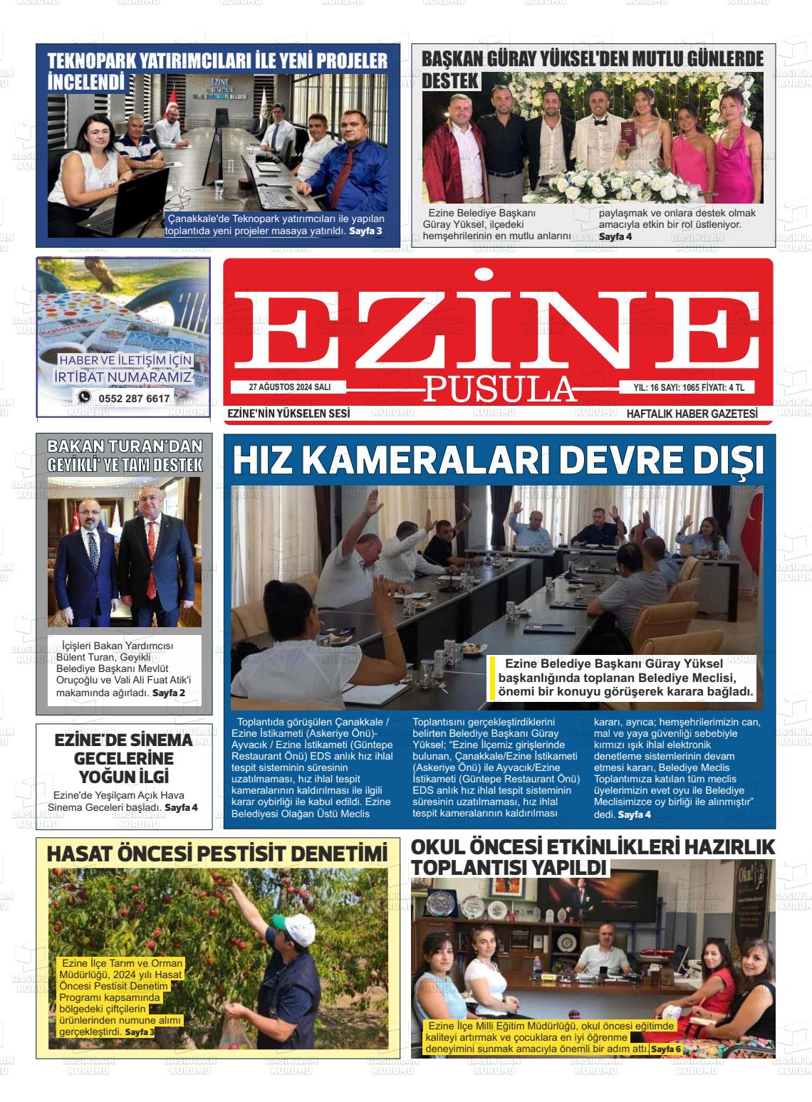 27 Ağustos 2024 Ezine Pusula Gazete Manşeti