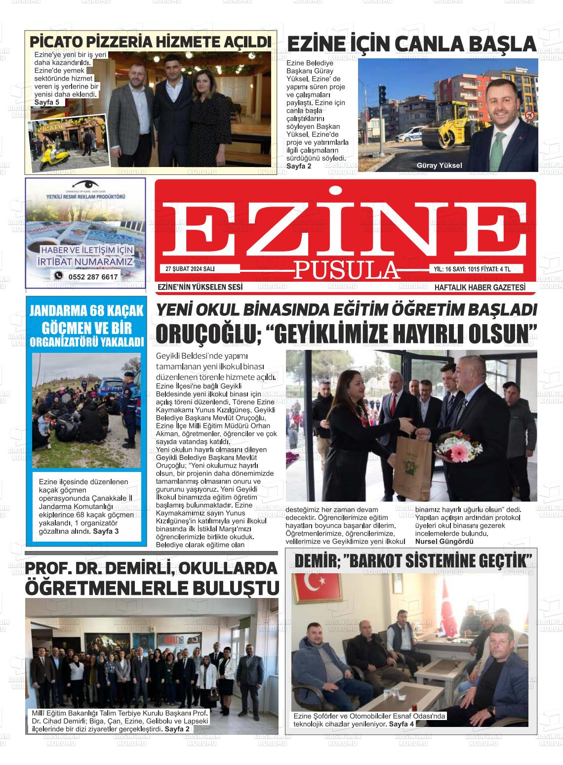 27 Şubat 2024 Ezine Pusula Gazete Manşeti