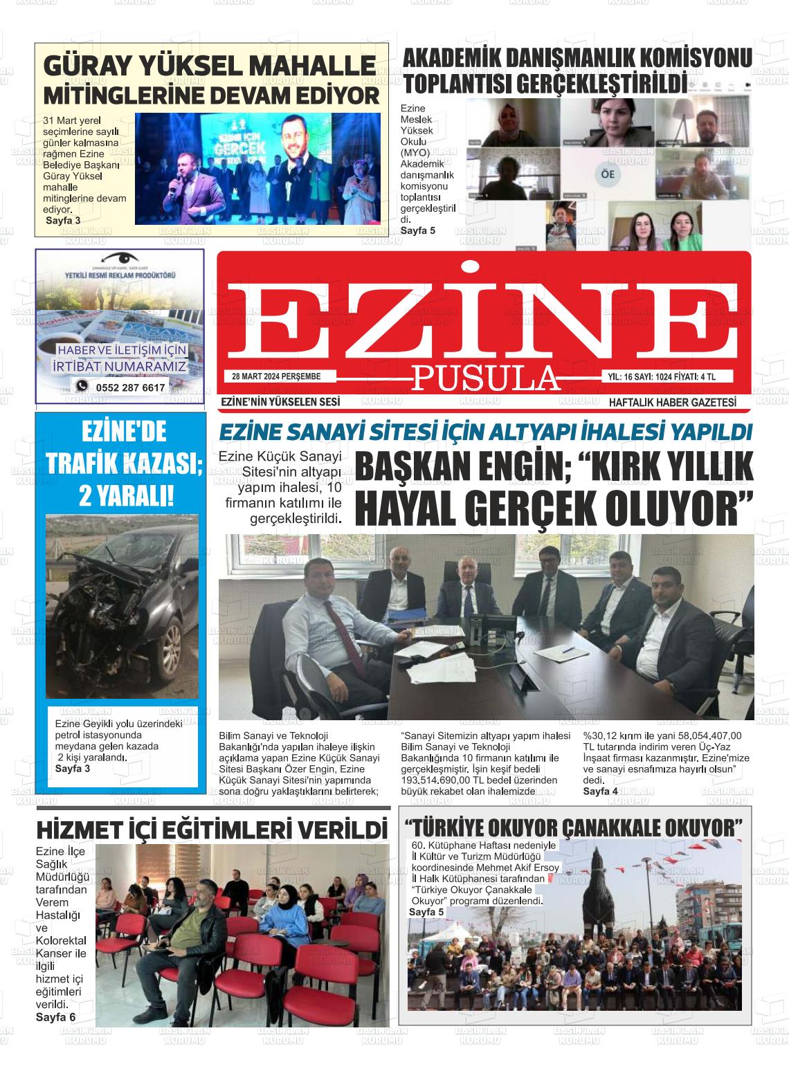 28 Mart 2024 Ezine Pusula Gazete Manşeti