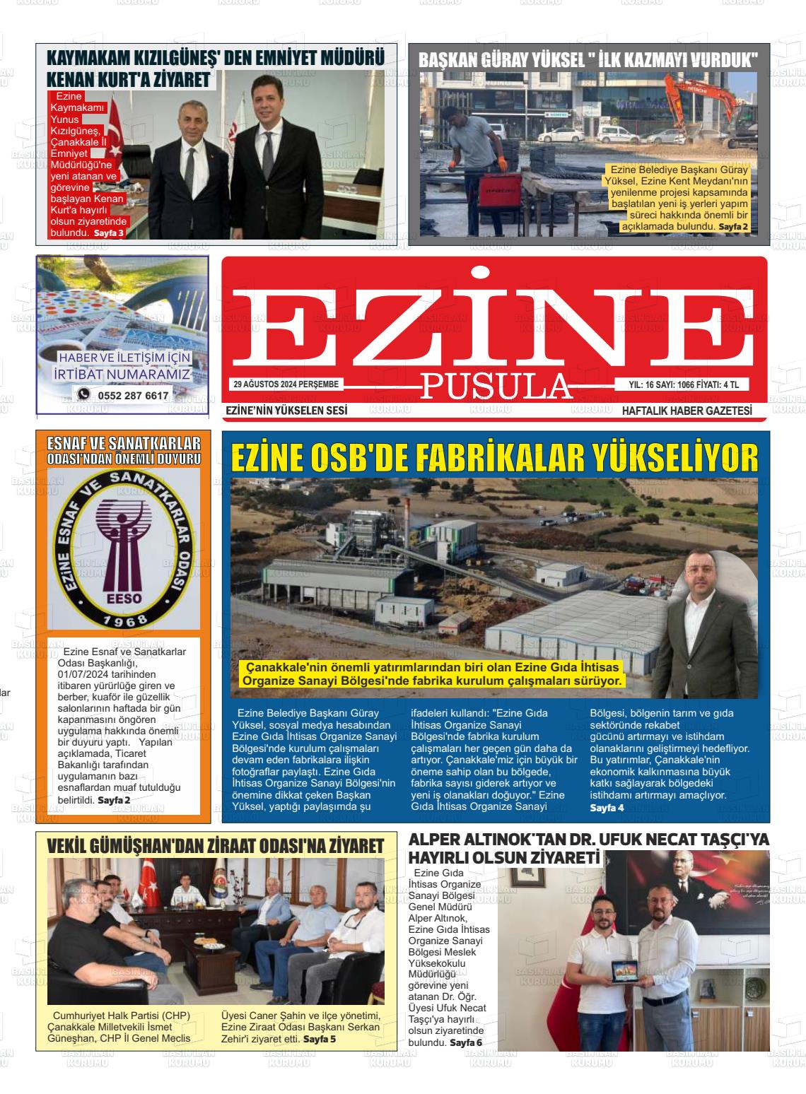 29 Ağustos 2024 Ezine Pusula Gazete Manşeti