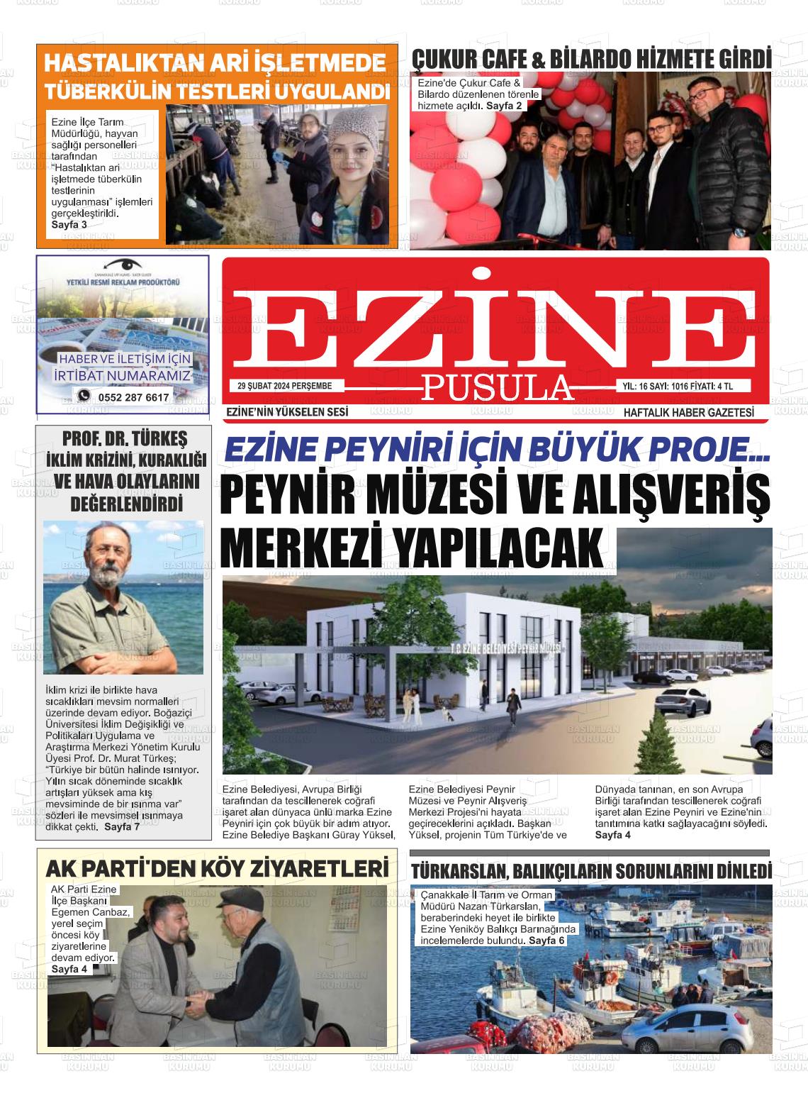 29 Şubat 2024 Ezine Pusula Gazete Manşeti