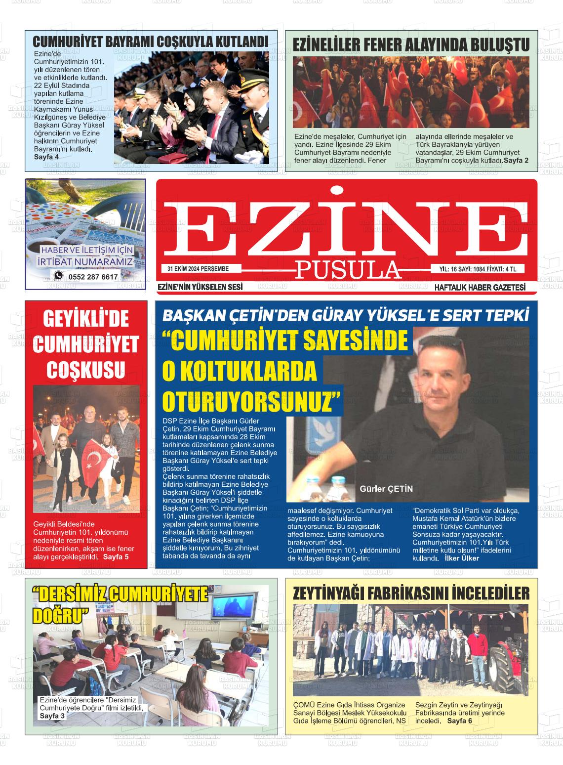 31 Ekim 2024 Ezine Pusula Gazete Manşeti