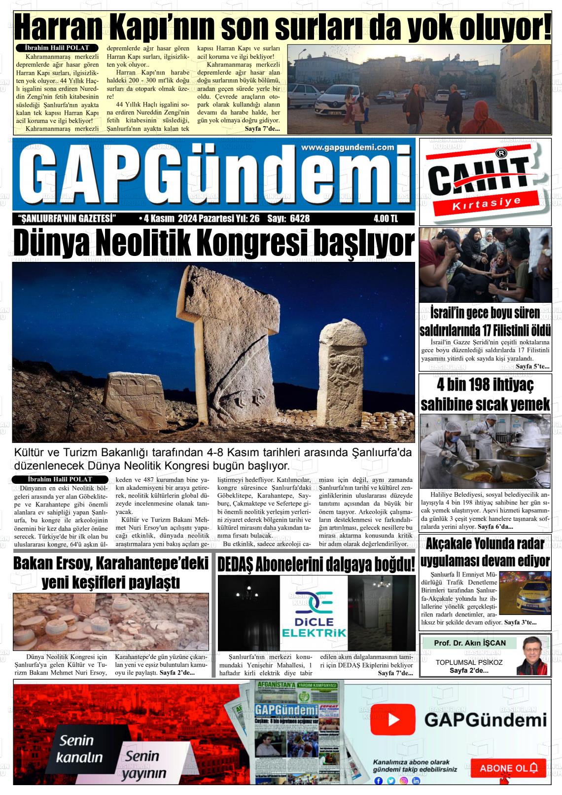 04 Kasım 2024 Gap Gündemi Gazete Manşeti