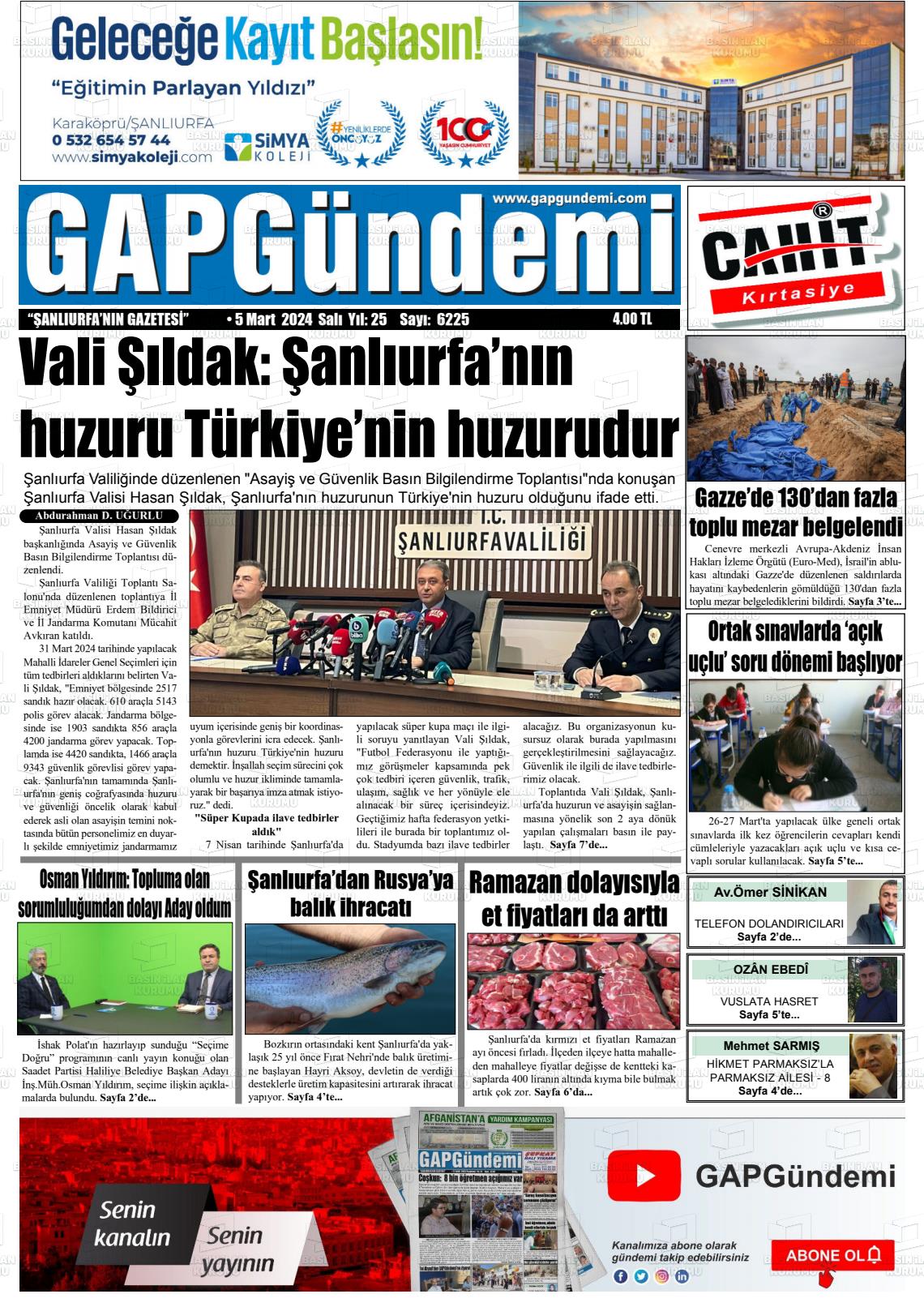 07 Mart 2024 Gap Gündemi Gazete Manşeti