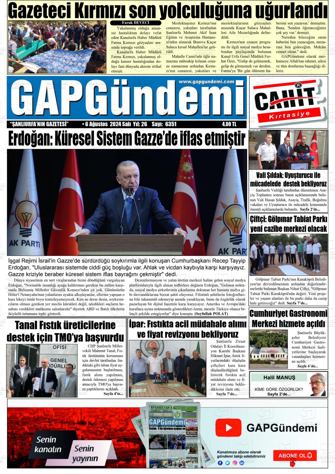 06 Ağustos 2024 Gap Gündemi Gazete Manşeti