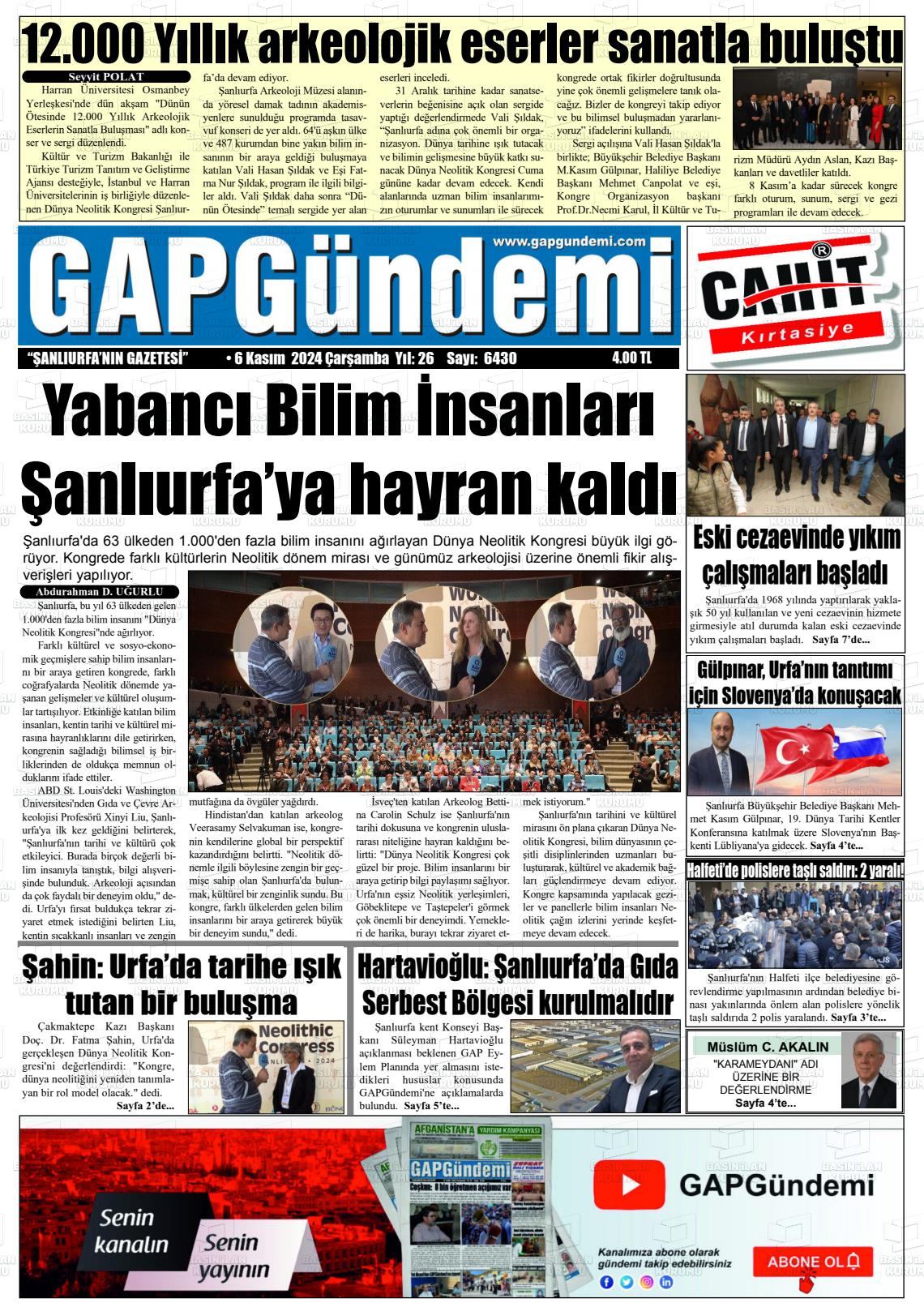 06 Kasım 2024 Gap Gündemi Gazete Manşeti