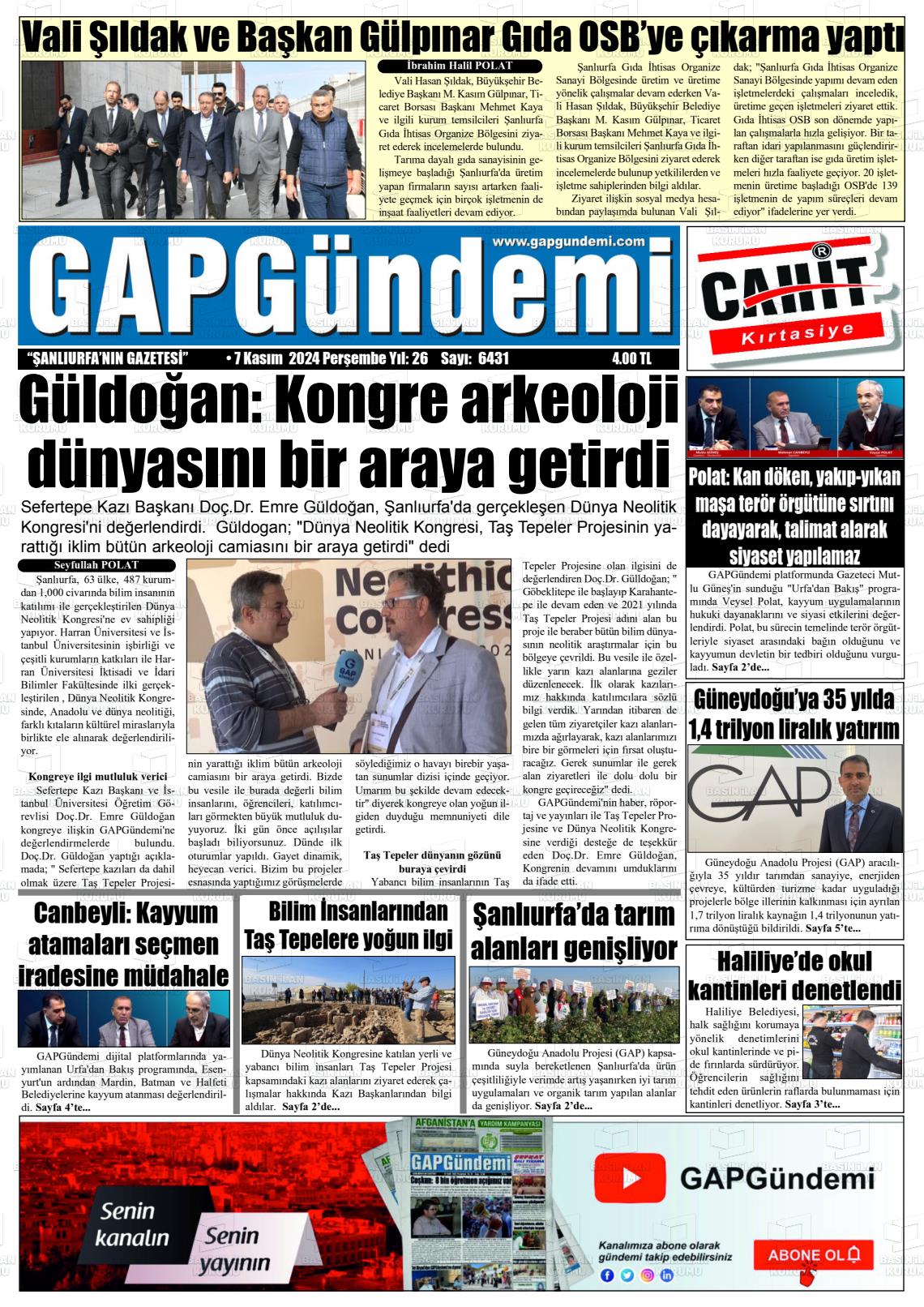 07 Kasım 2024 Gap Gündemi Gazete Manşeti