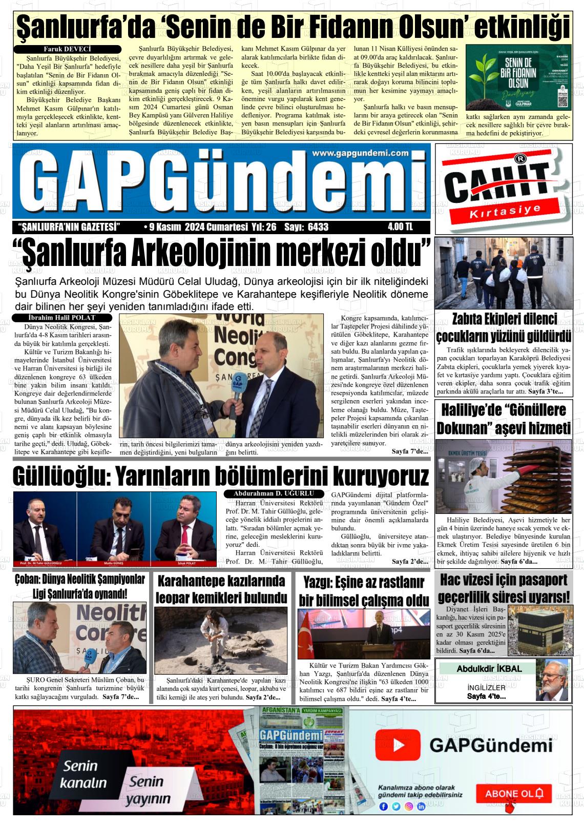 09 Kasım 2024 Gap Gündemi Gazete Manşeti