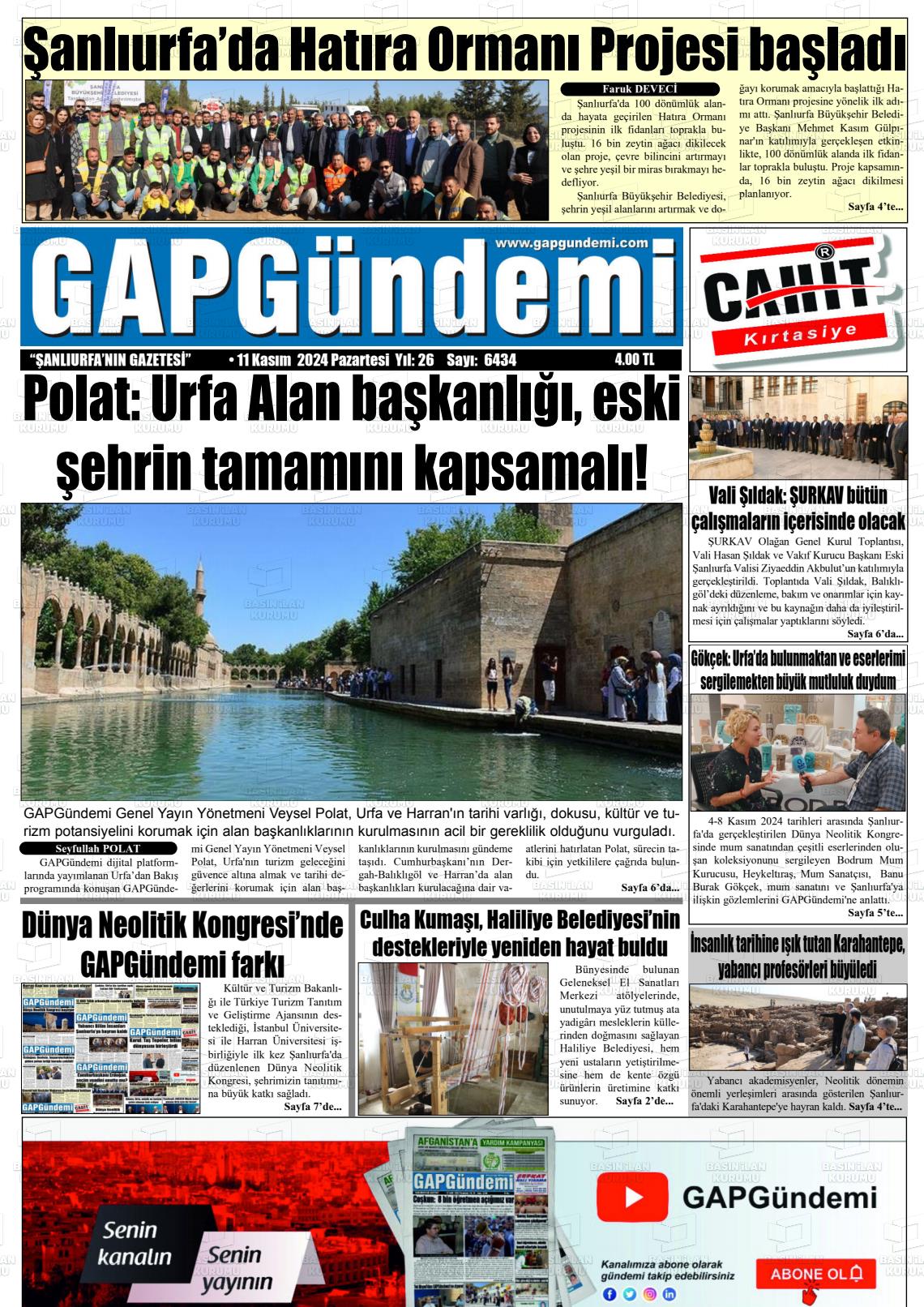 11 Kasım 2024 Gap Gündemi Gazete Manşeti