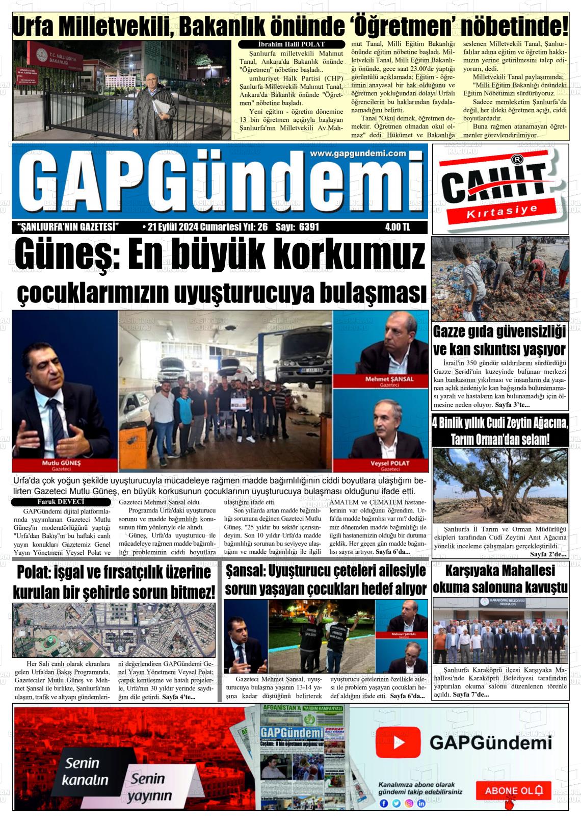 21 Eylül 2024 Gap Gündemi Gazete Manşeti