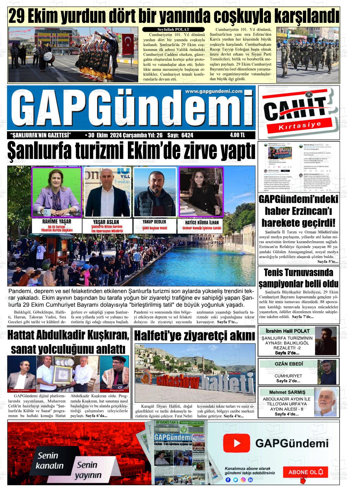 30 Ekim 2024 Gap Gündemi Gazete Manşeti