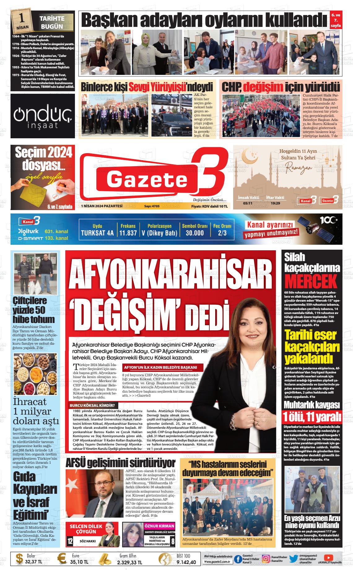 01 Nisan 2024 Gazete 3 Gazete Manşeti