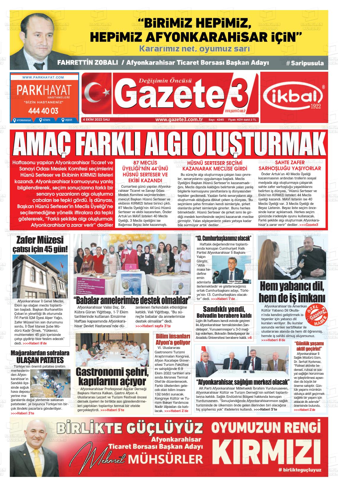 04 Ekim 2022 Gazete 3 Gazete Manşeti