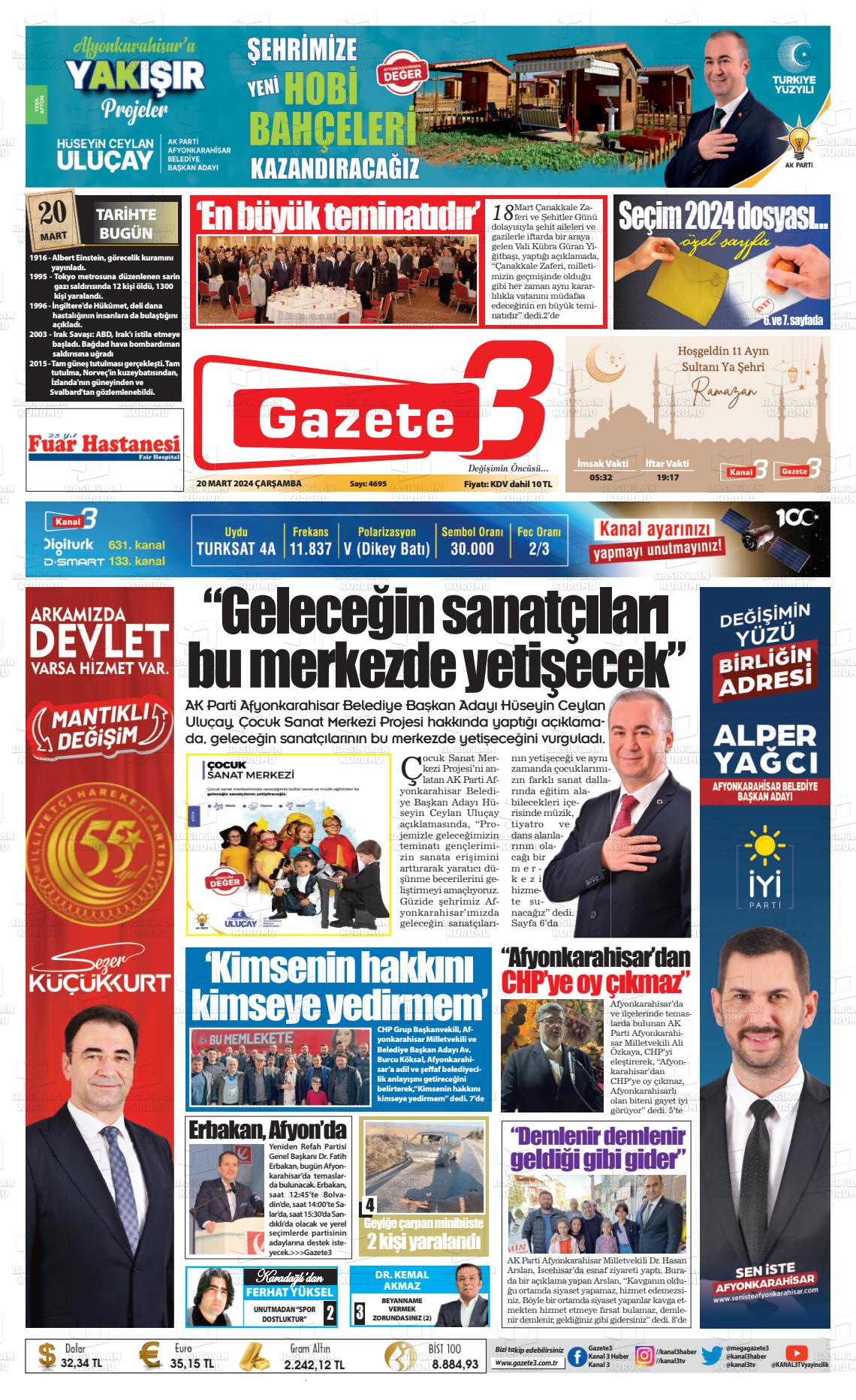 20 Mart 2024 Gazete 3 Gazete Manşeti