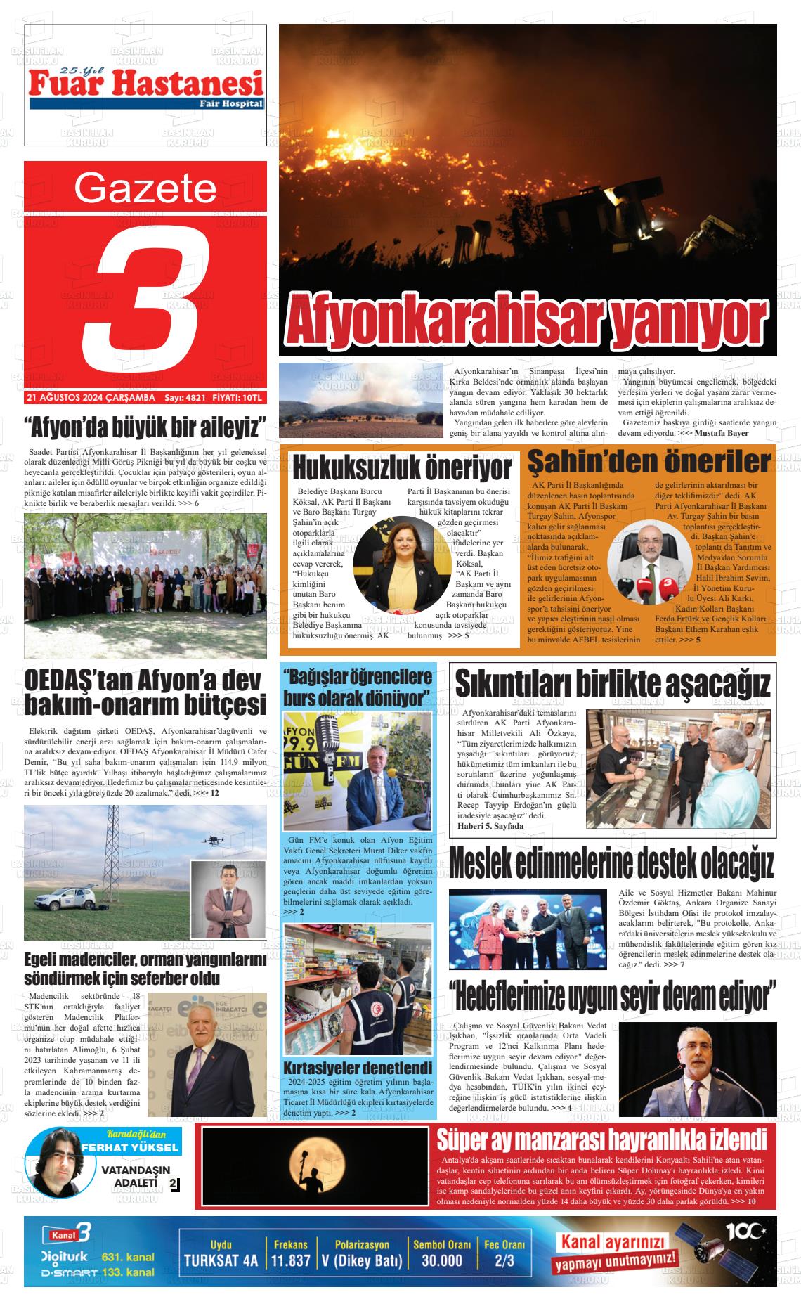 21 Ağustos 2024 Gazete 3 Gazete Manşeti