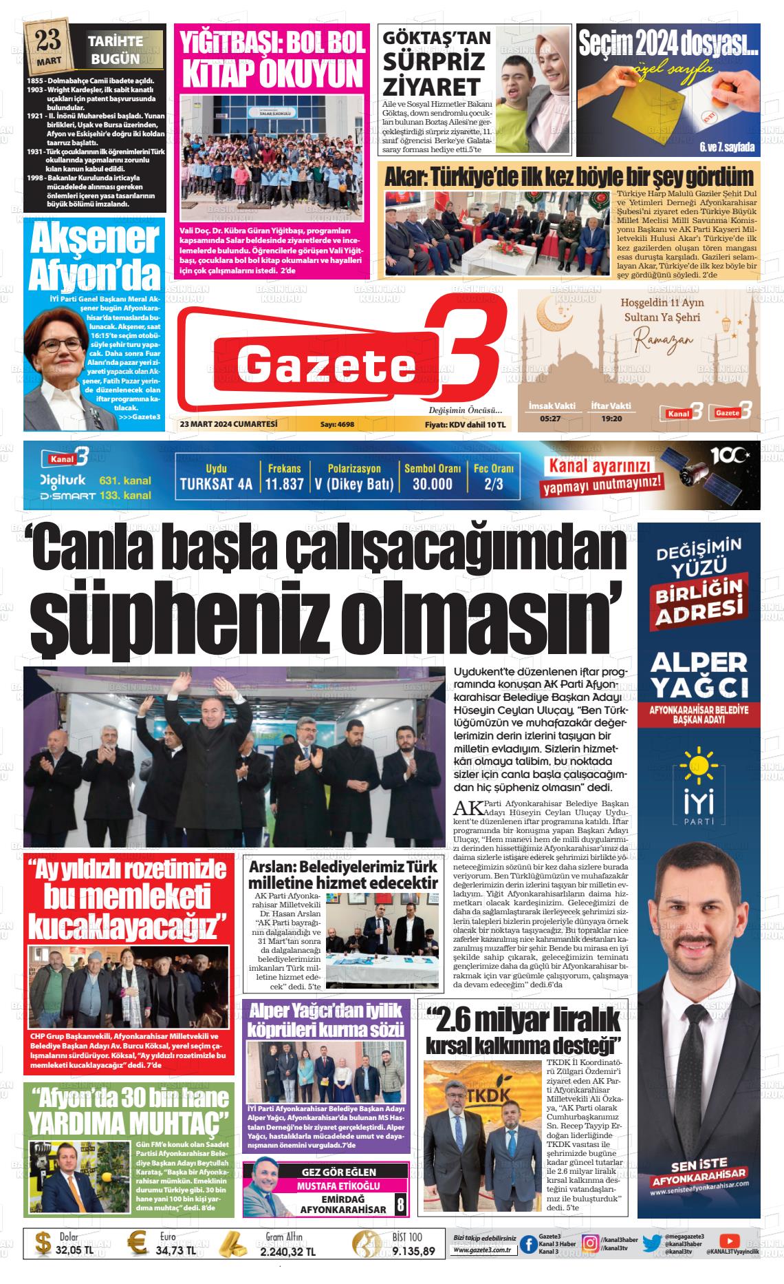 23 Mart 2024 Gazete 3 Gazete Manşeti