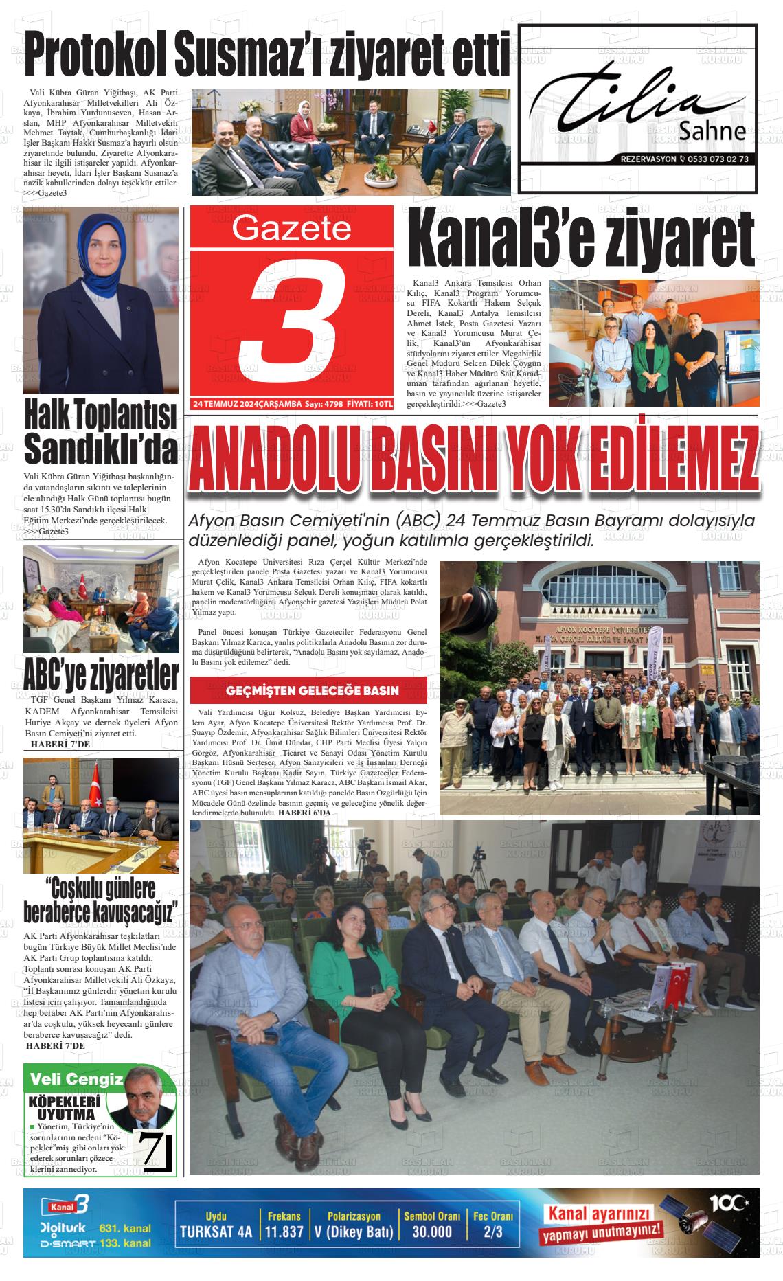 25 Temmuz 2024 Gazete 3 Gazete Manşeti