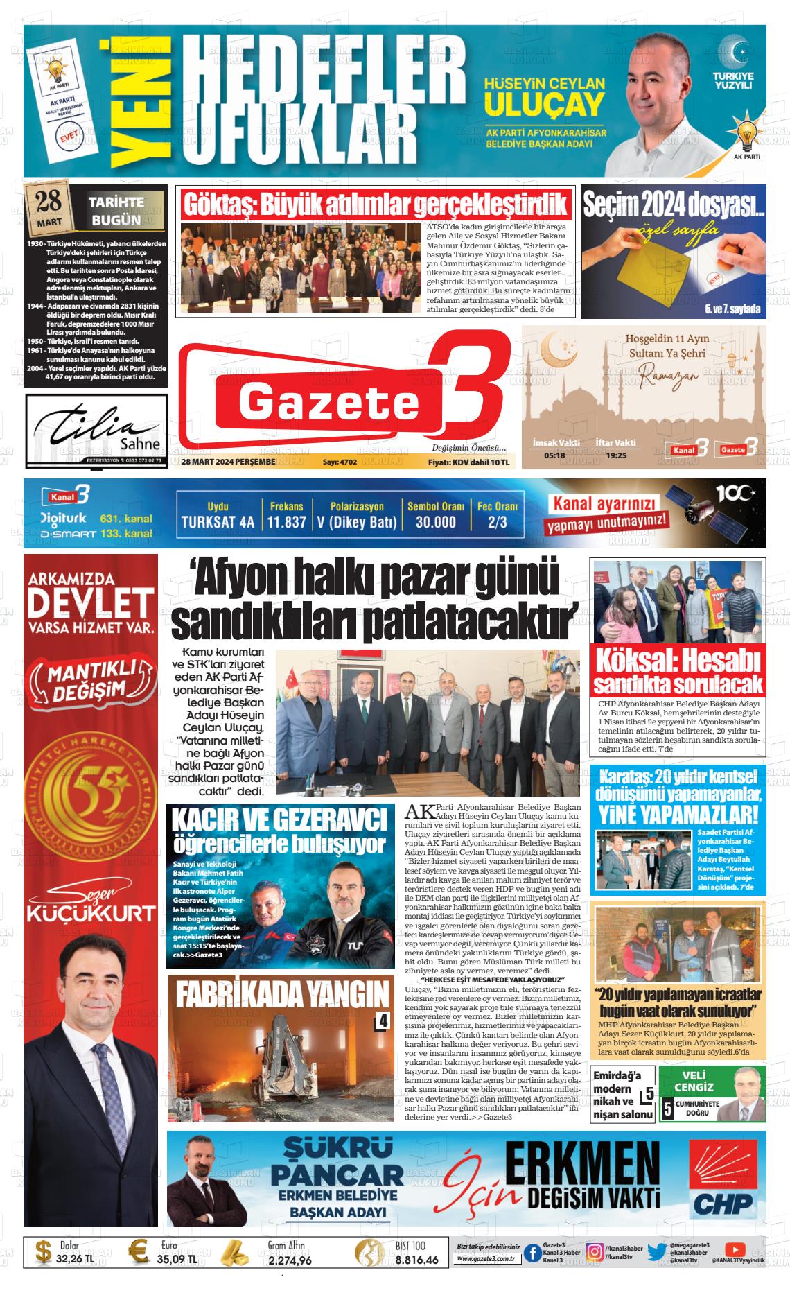 28 Mart 2024 Gazete 3 Gazete Manşeti