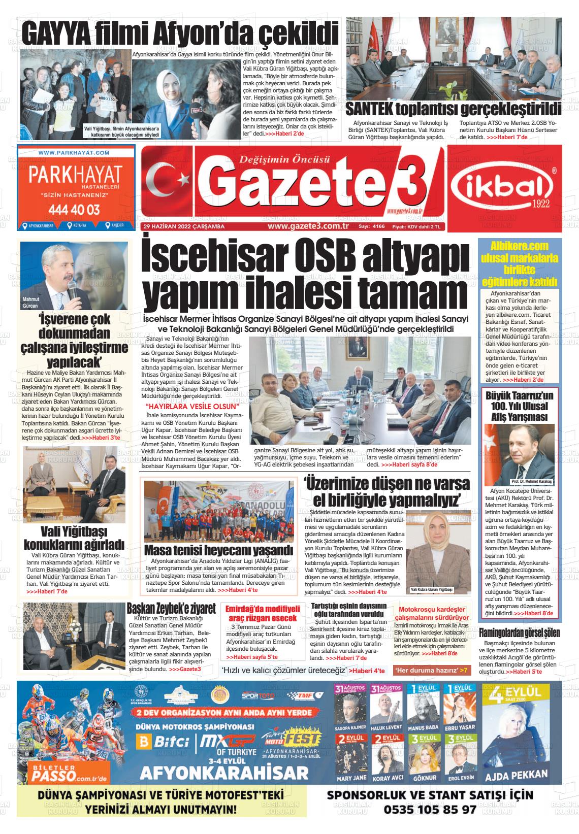 29 Haziran 2022 Gazete 3 Gazete Manşeti