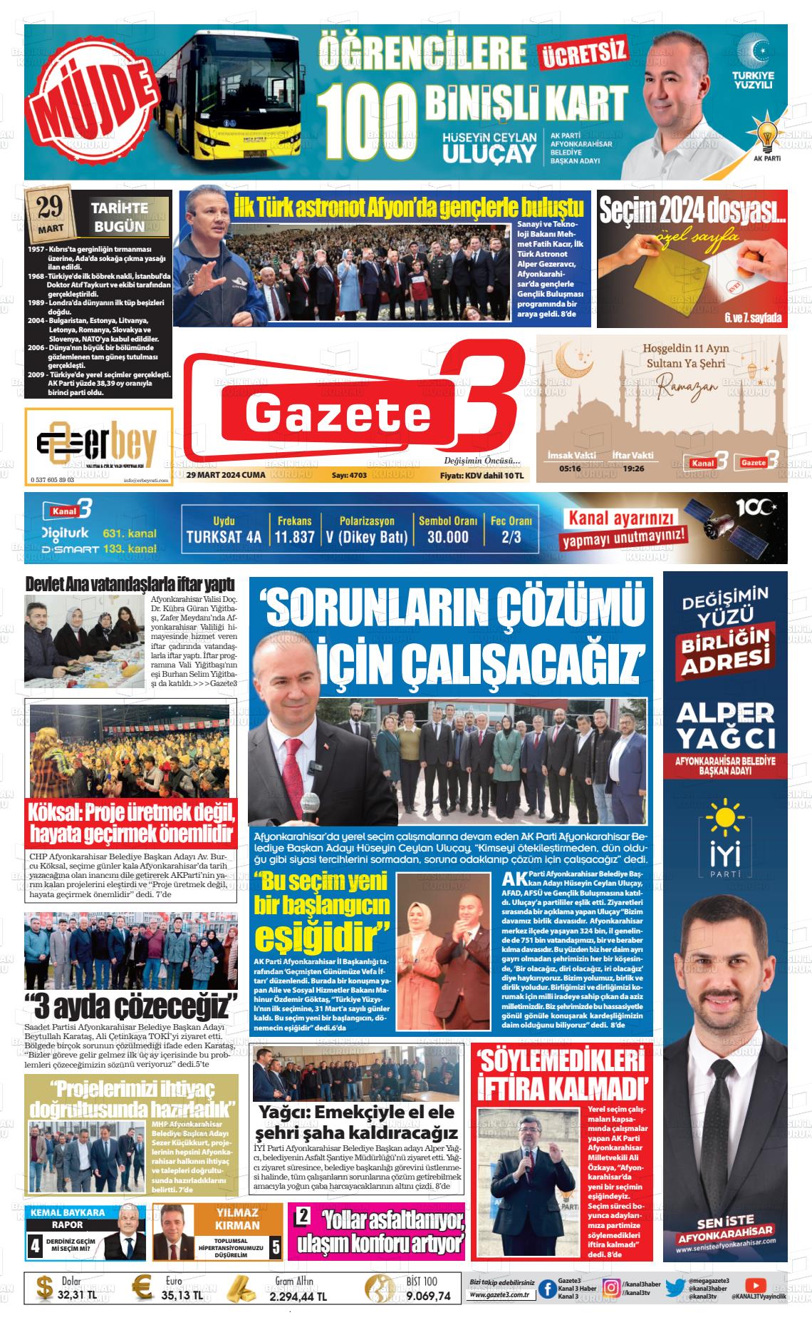 29 Mart 2024 Gazete 3 Gazete Manşeti