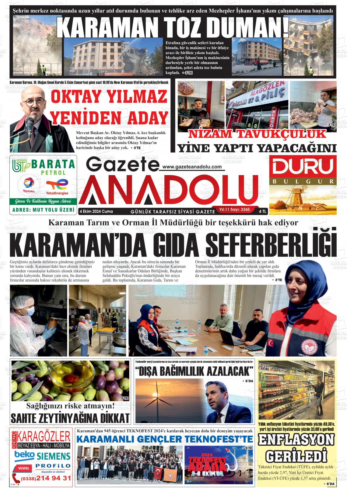 04 Ekim 2024 Gazete Anadolu Gazete Manşeti