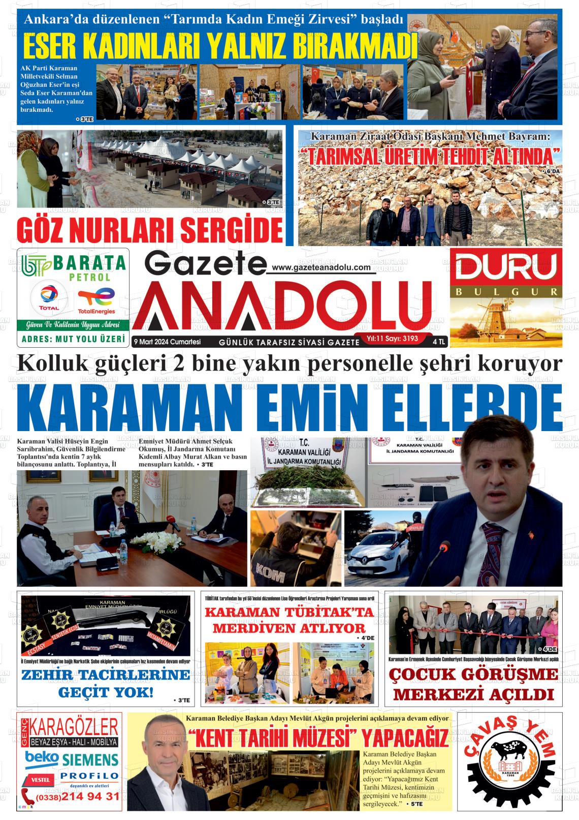 09 Mart 2024 Gazete Anadolu Gazete Manşeti