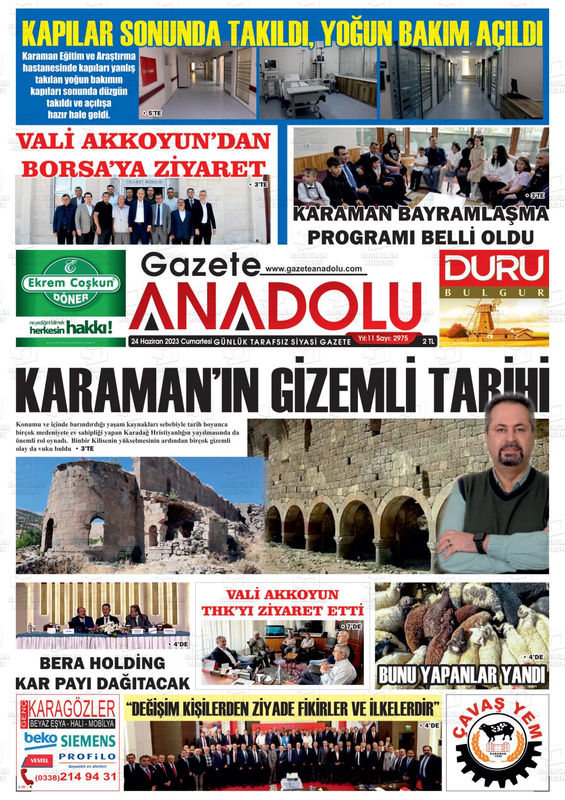 24 Haziran 2023 Gazete Anadolu Gazete Manşeti