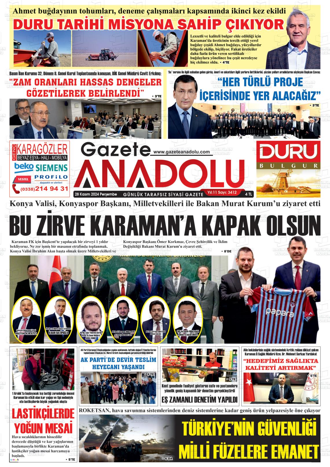 21 Aralık 2024 Gazete Anadolu Gazete Manşeti