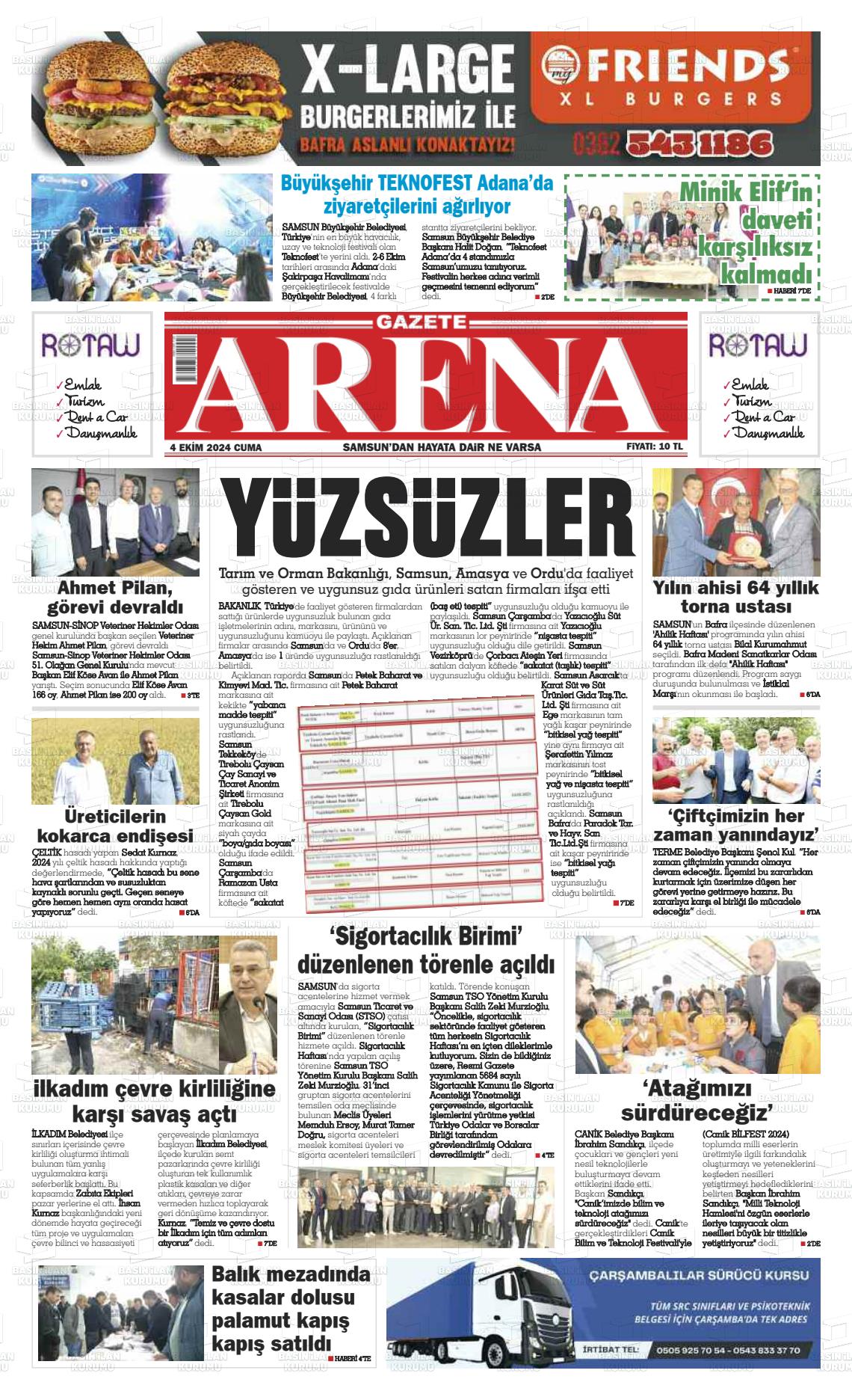 04 Ekim 2024 Arena Gazete Manşeti