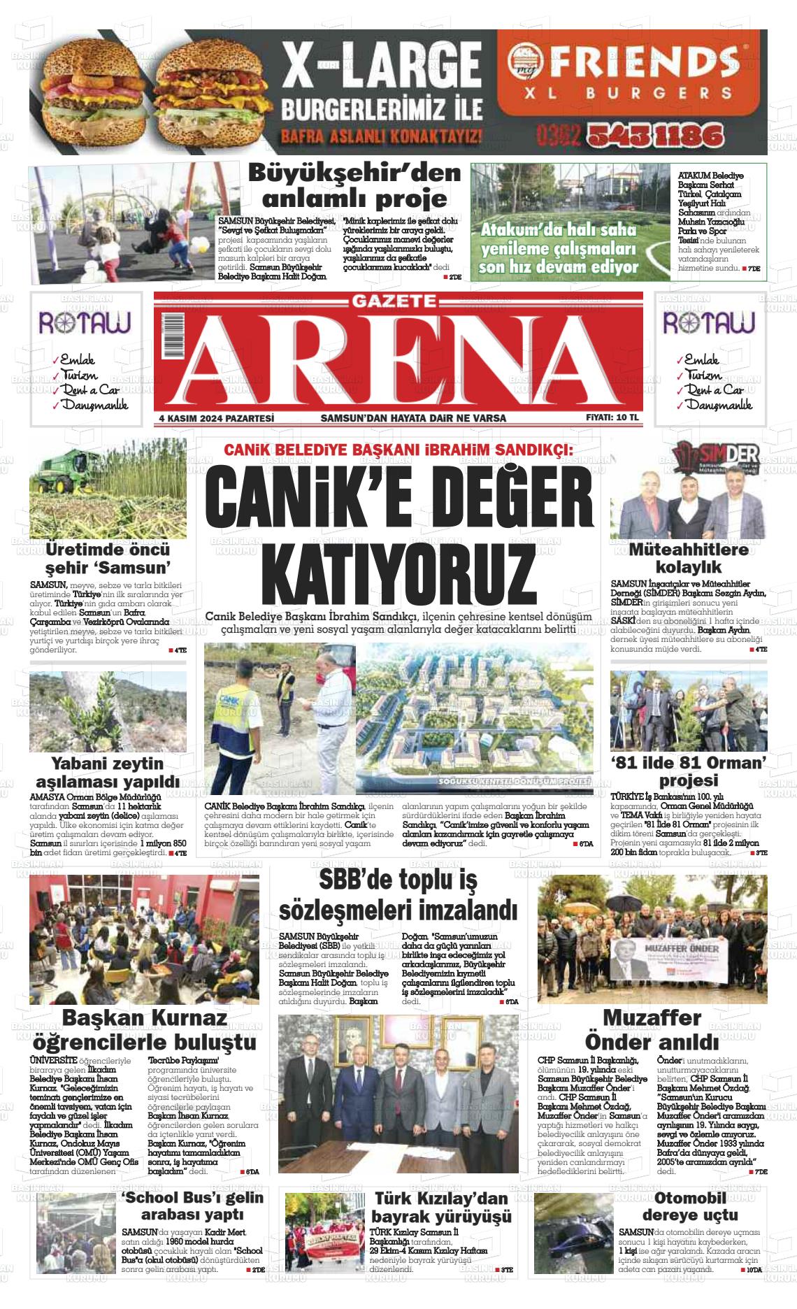 04 Kasım 2024 Arena Gazete Manşeti