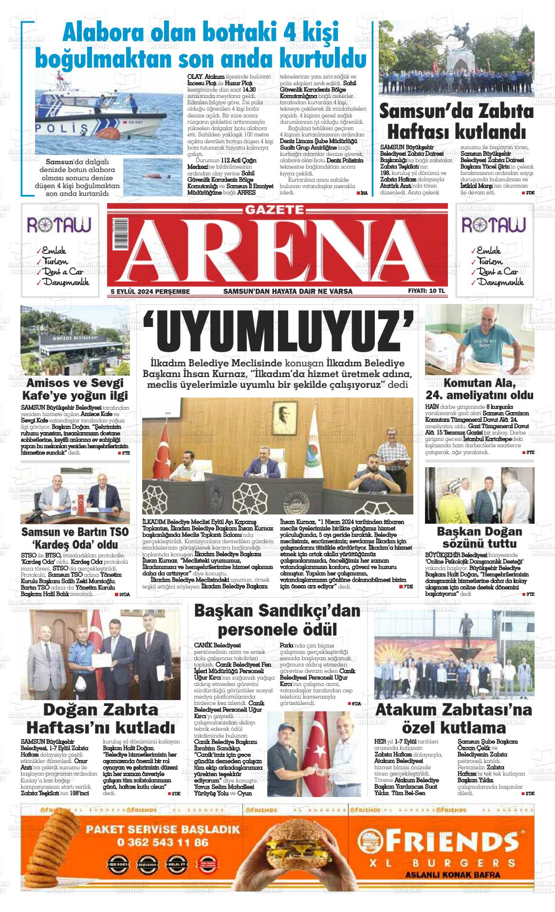 05 Eylül 2024 Arena Gazete Manşeti