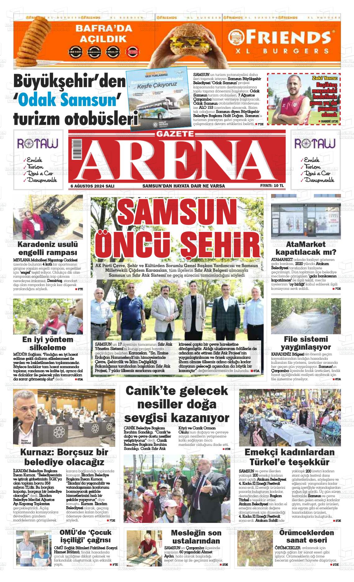 06 Ağustos 2024 Arena Gazete Manşeti