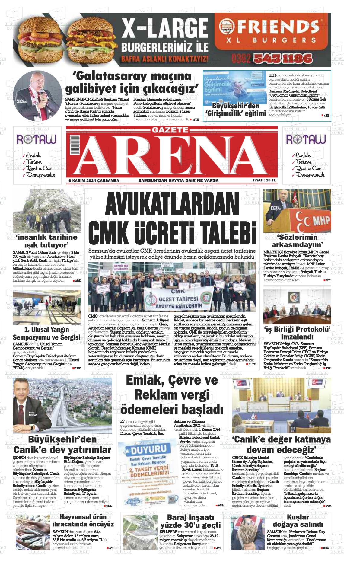 06 Kasım 2024 Arena Gazete Manşeti