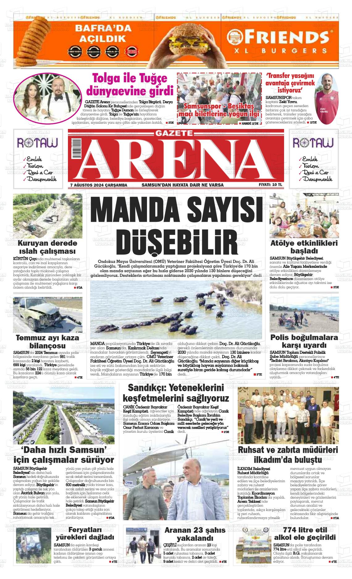 07 Ağustos 2024 Arena Gazete Manşeti