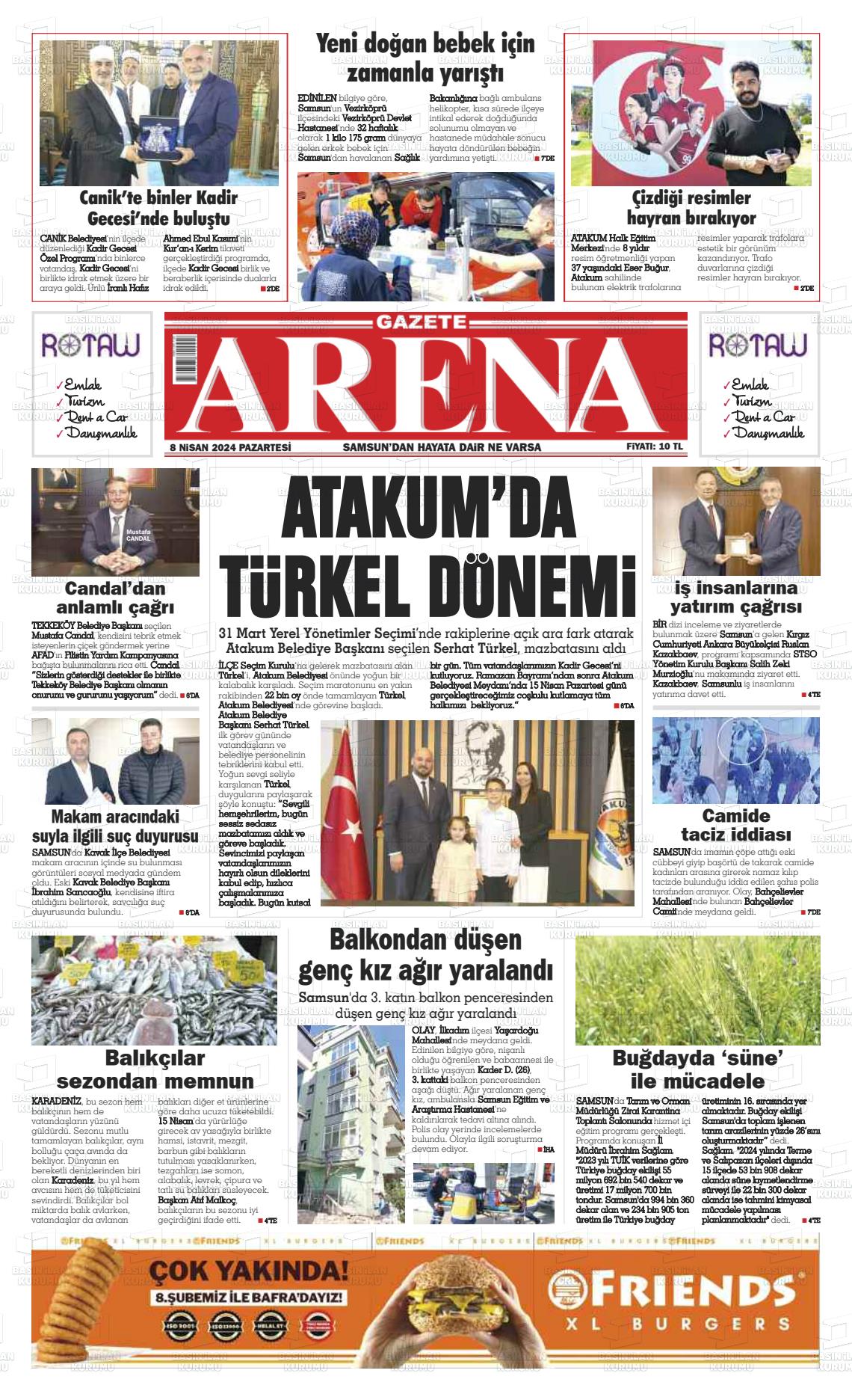 08 Nisan 2024 Arena Gazete Manşeti