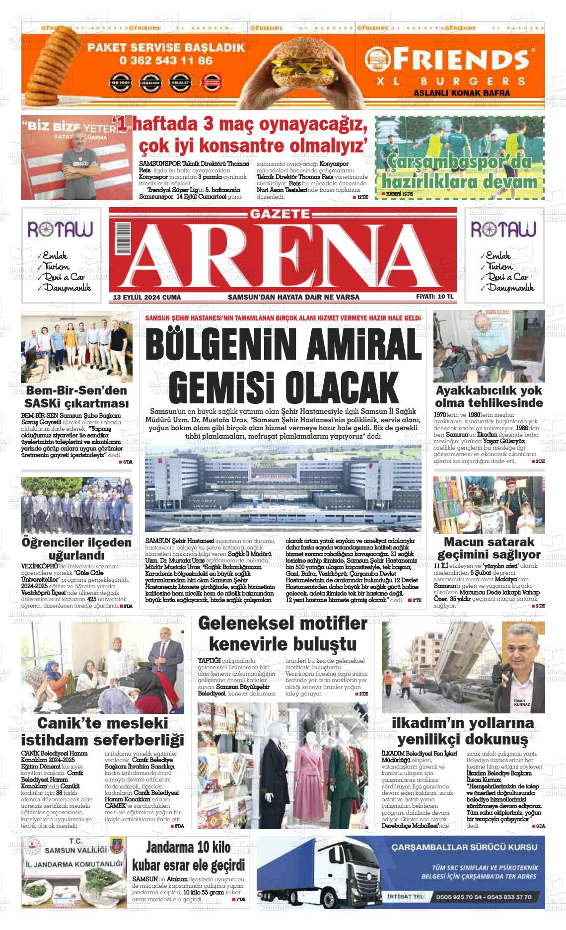 13 Eylül 2024 Arena Gazete Manşeti