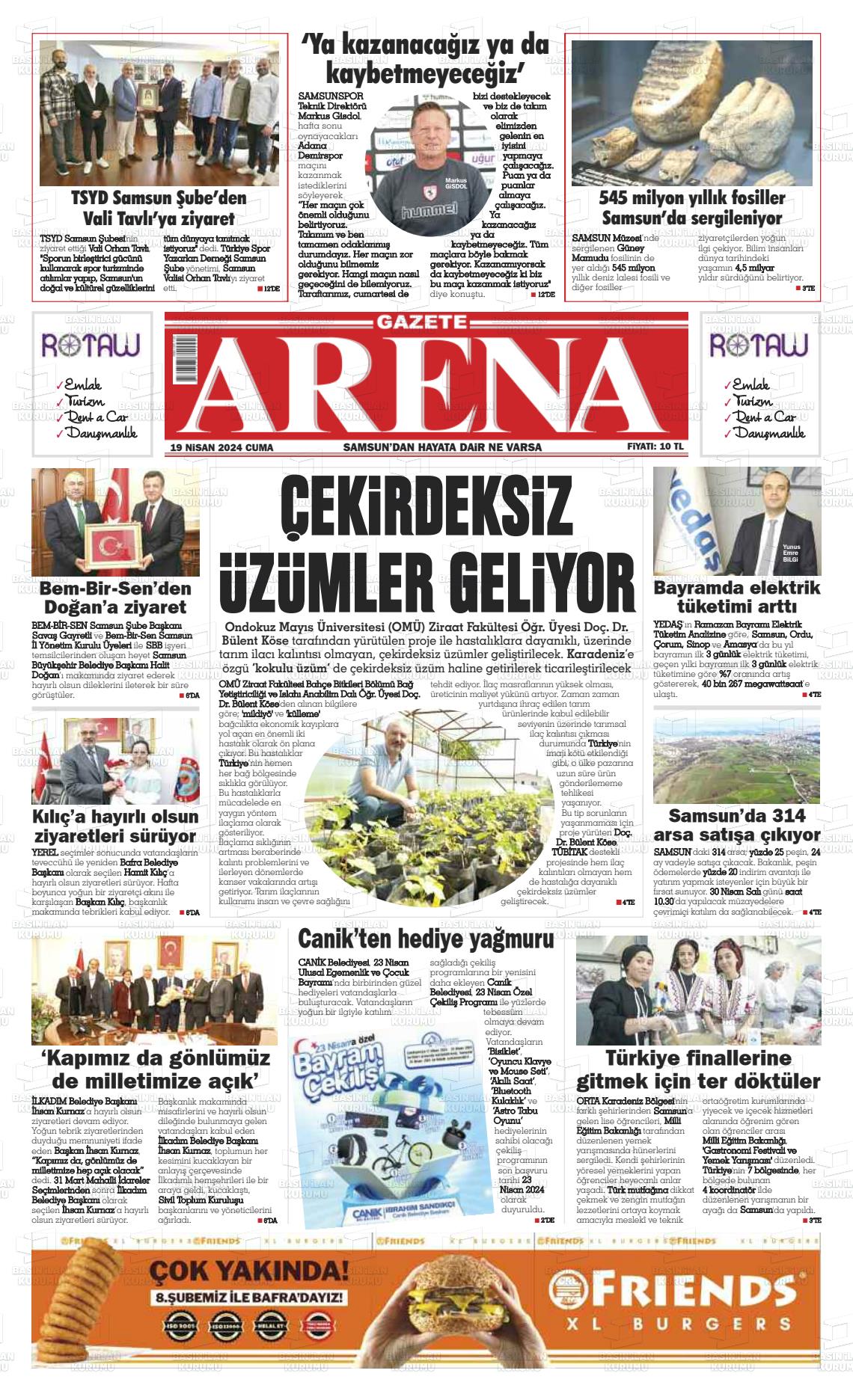 19 Nisan 2024 Arena Gazete Manşeti