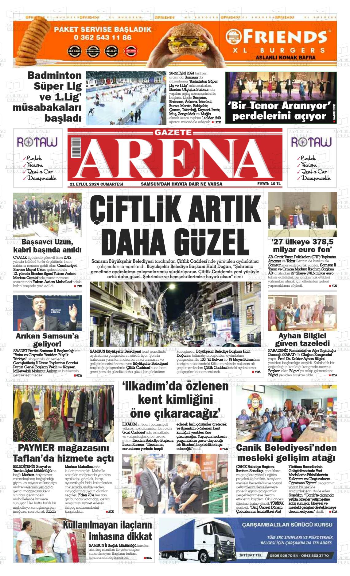 21 Eylül 2024 Arena Gazete Manşeti