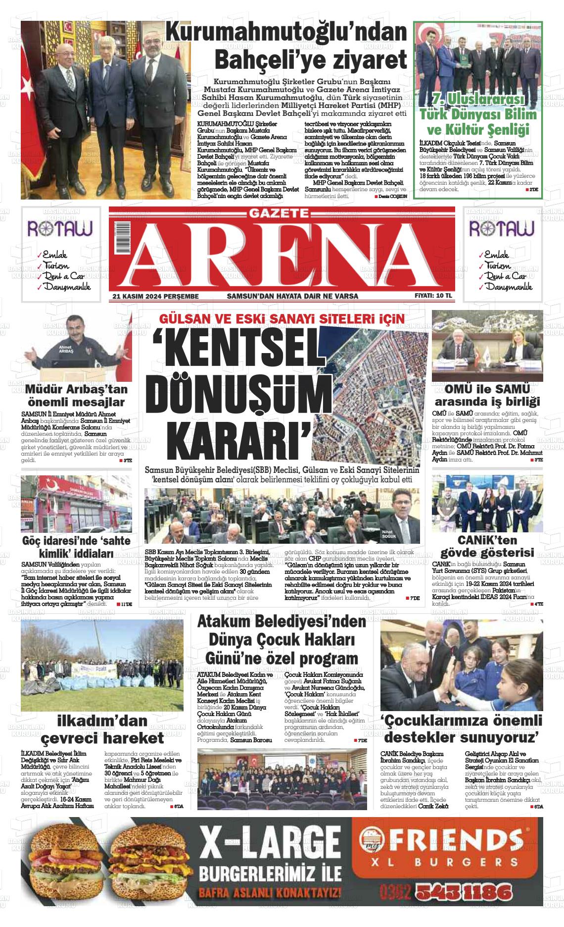 21 Kasım 2024 Arena Gazete Manşeti