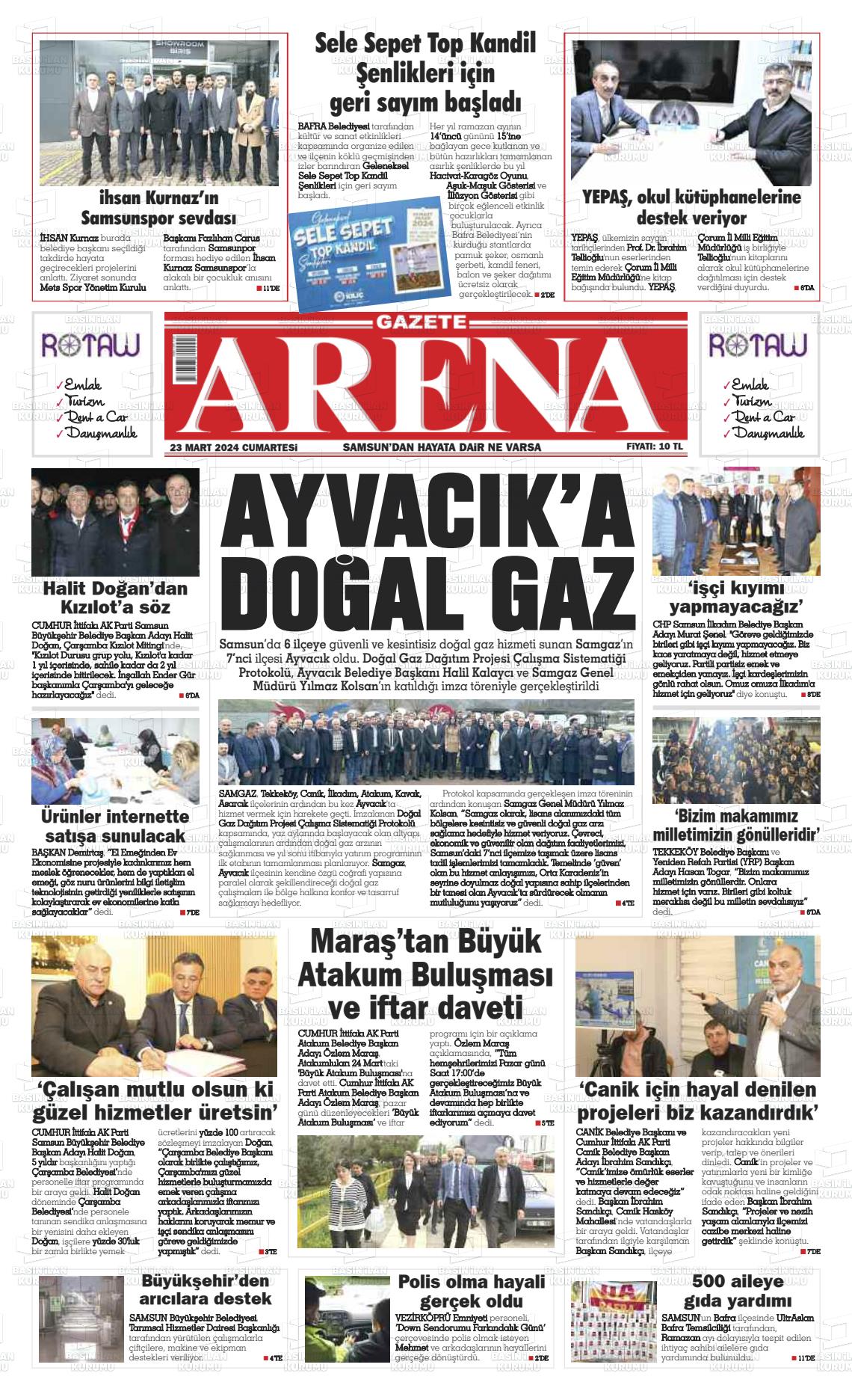 23 Mart 2024 Arena Gazete Manşeti