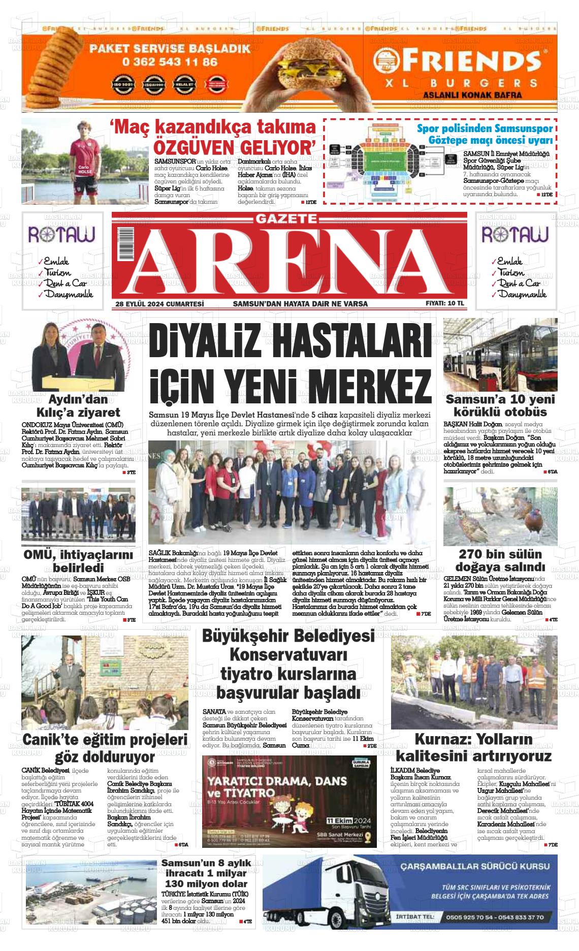 28 Eylül 2024 Arena Gazete Manşeti