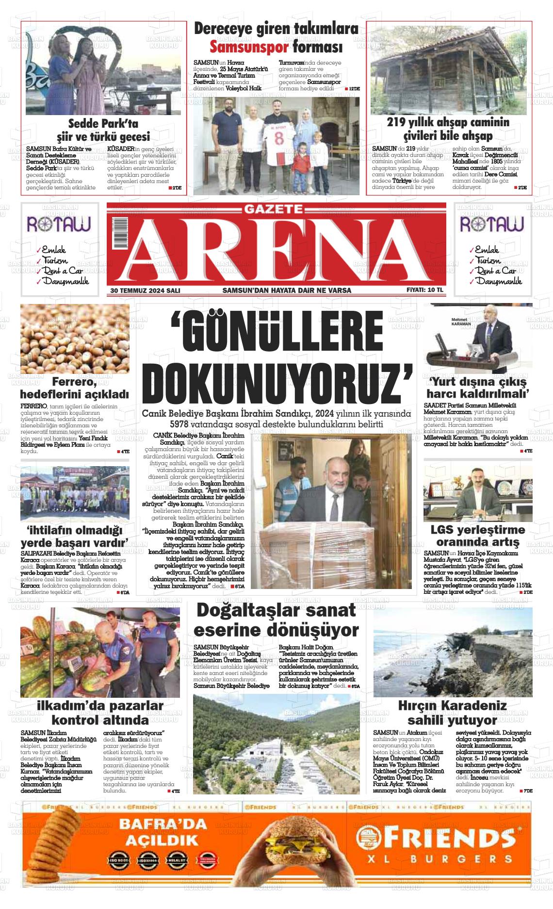 30 Temmuz 2024 Arena Gazete Manşeti